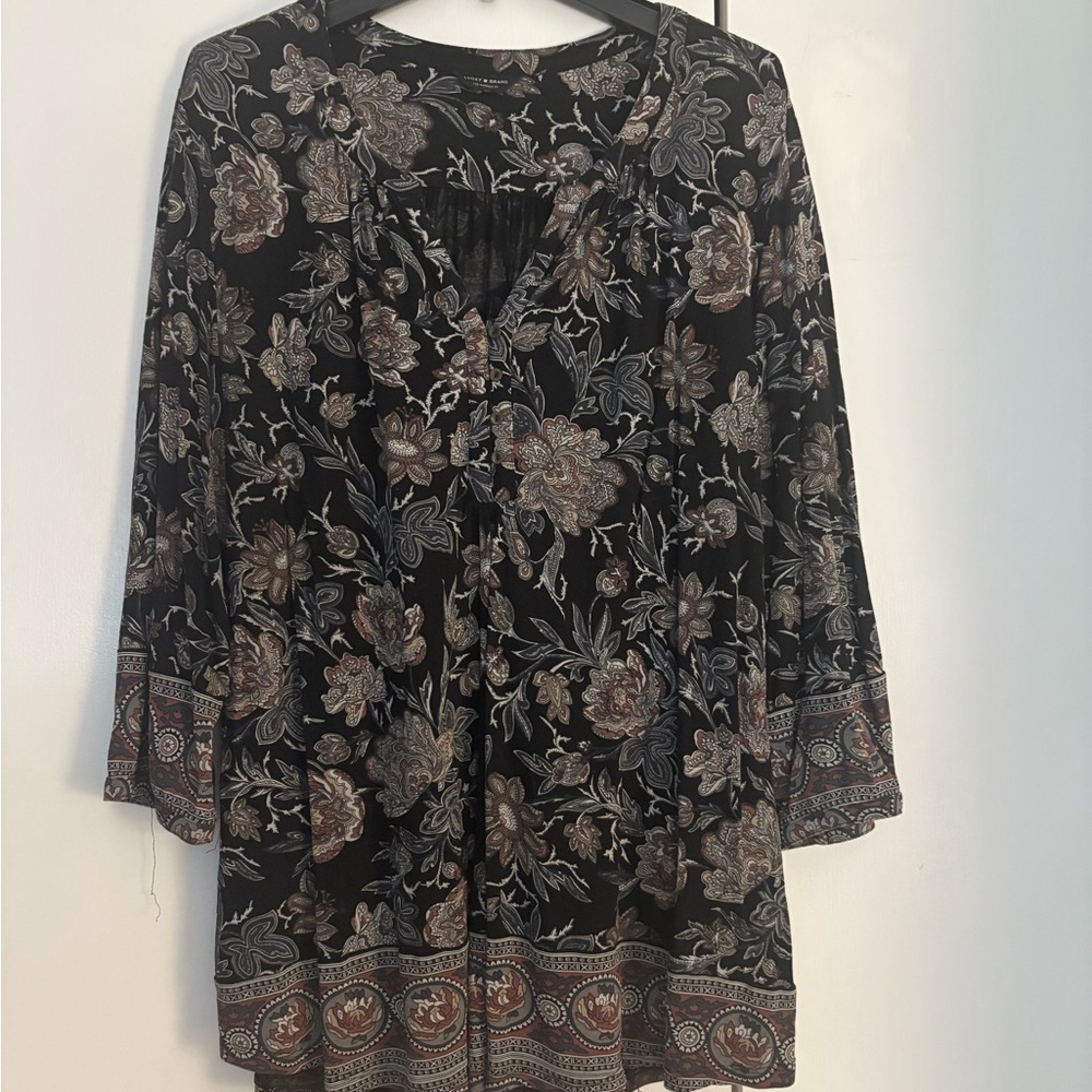 Floral Black and Brown Women's Top